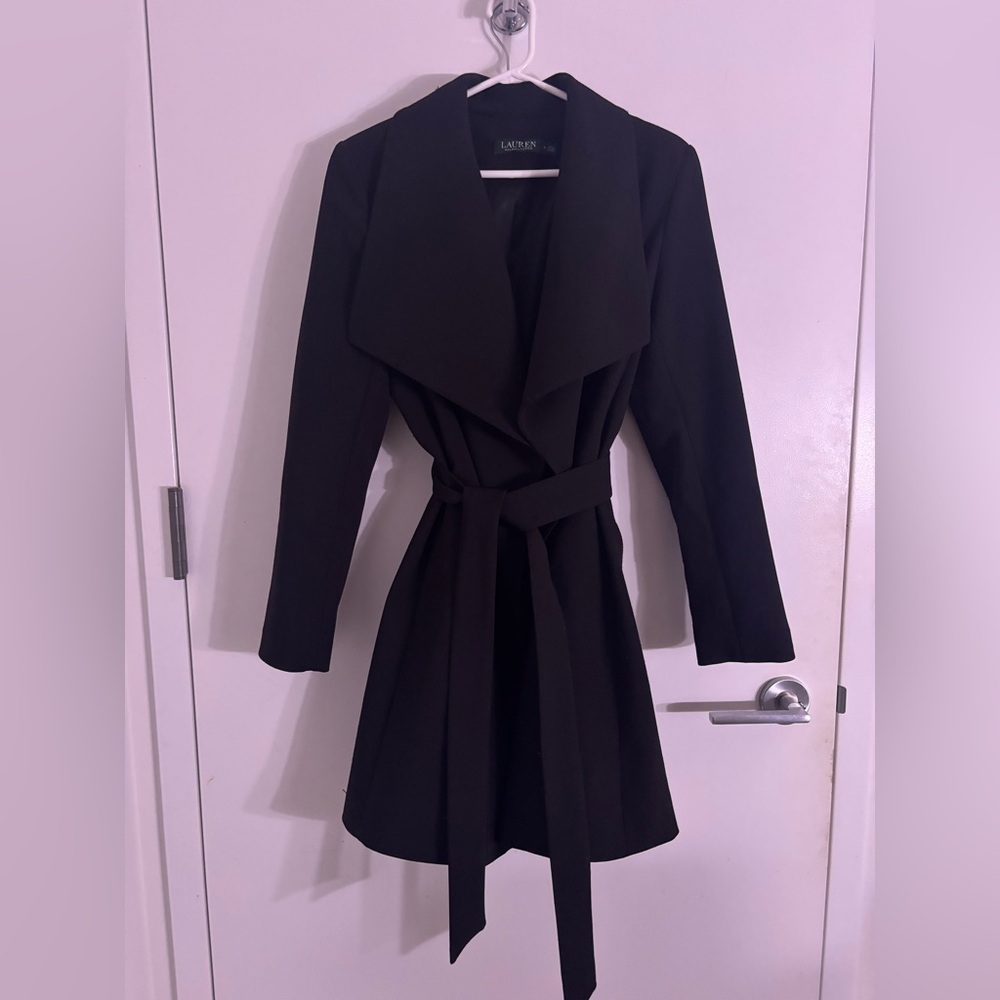 Lauren Women's Ralph Lauren Crepe Belted Wrap Coat